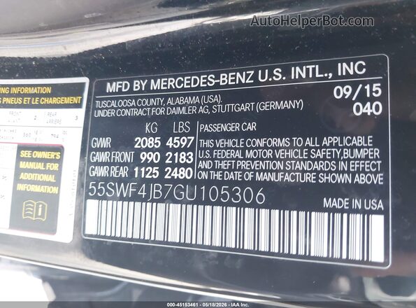 55SWF4JB7GU105306 2016 MERCEDES-BENZ C-CLASS Black Engine compartment view