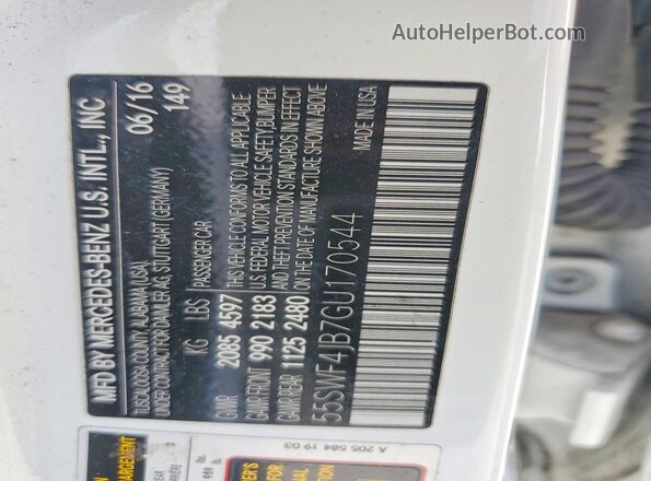 55SWF4JB7GU170544 2016 MERCEDES-BENZ C White Vista del compartimento del motor