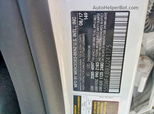 55SWF4JB8JU241175 2018 MERCEDES-BENZ C White Engine compartment view