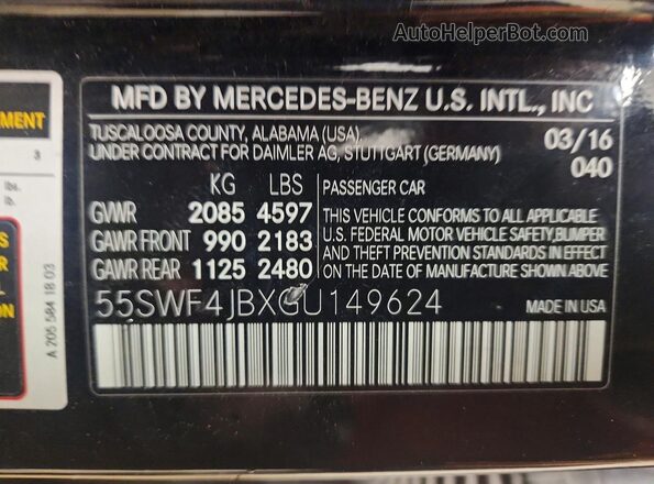 55SWF4JBXGU149624 2016 MERCEDES-BENZ C Black Շարժիչի բաժամունքի տեսք
