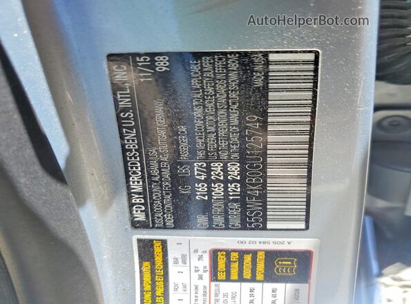 55SWF4KB0GU125749 2016 MERCEDES-BENZ C Silver Вид наклейки з VIN-кодом