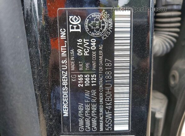 55SWF4KB0HU188187 2017 MERCEDES-BENZ C Black ძრავის განყოფილების ხედი