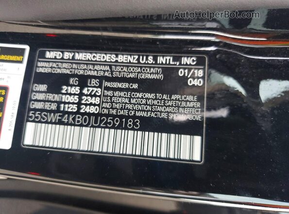 55SWF4KB0JU259183 2018 MERCEDES-BENZ C Black Շարժիչի բաժամունքի տեսք