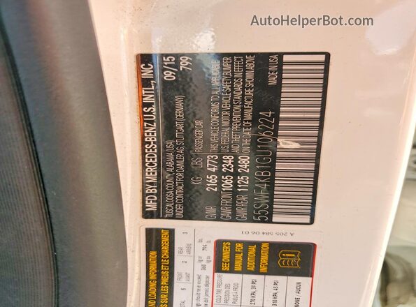 55SWF4KB1GU106224 2016 MERCEDES-BENZ C White Engine compartment view