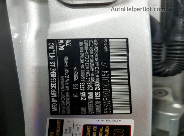 55SWF4KB1GU154127 2016 MERCEDES-BENZ C Серебряный Вид подкапотного пространства