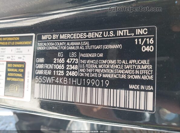 55SWF4KB1HU199019 2017 MERCEDES-BENZ C-CLASS Black Engine compartment view