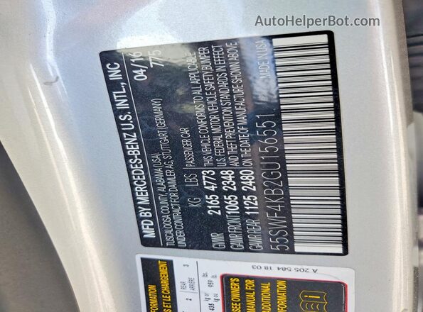55SWF4KB2GU156551 2016 MERCEDES-BENZ C Silver Vista del compartimento del motor
