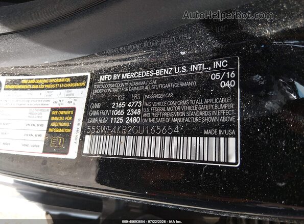55SWF4KB2GU165654 2016 MERCEDES-BENZ C-CLASS Black Engine compartment view
