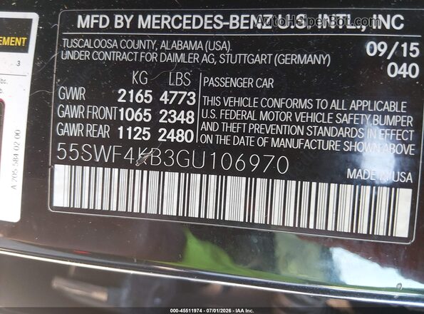55SWF4KB3GU106970 2016 MERCEDES-BENZ C-CLASS Black Engine compartment view