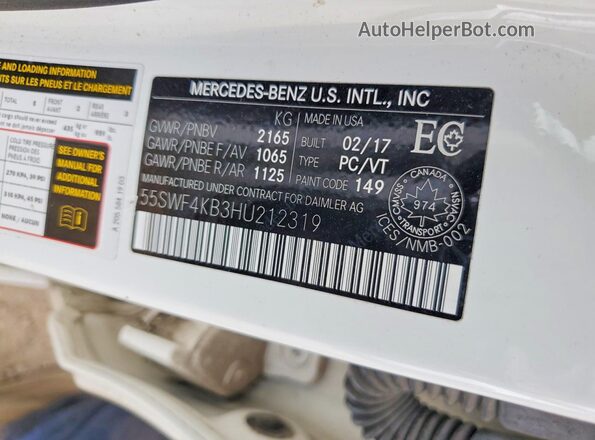 55SWF4KB3HU212319 2017 MERCEDES-BENZ C White ძრავის განყოფილების ხედი