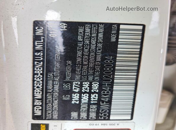 55SWF4KB4HU208084 2017 MERCEDES-BENZ C Белый Вид подкапотного пространства