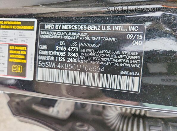 55SWF4KB5GU106534 2016 MERCEDES-BENZ C Черный Вид подкапотного пространства