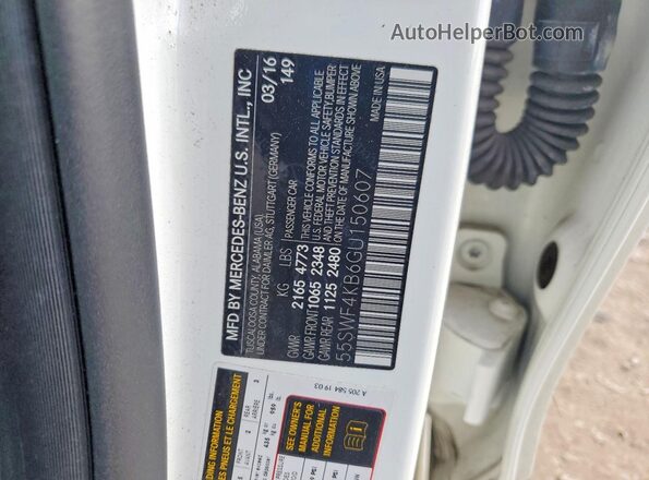 55SWF4KB6GU150607 2016 MERCEDES-BENZ C White Vista del compartimento del motor