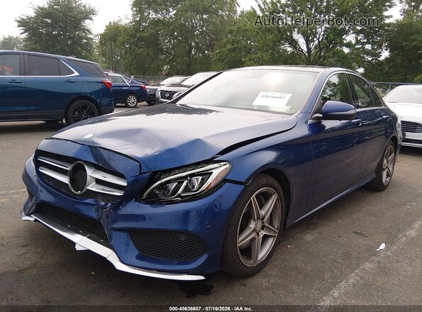 55SWF4KB6HU206336 2017 MERCEDES-BENZ C-CLASS Blue Առջևի ձախ երեք քառորդ տեսարան