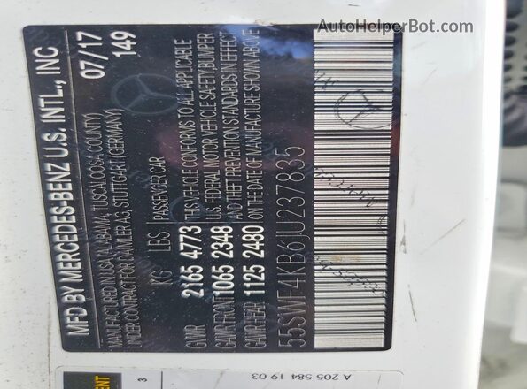 55SWF4KB6JU237835 2018 MERCEDES-BENZ C White Widok komory silnika