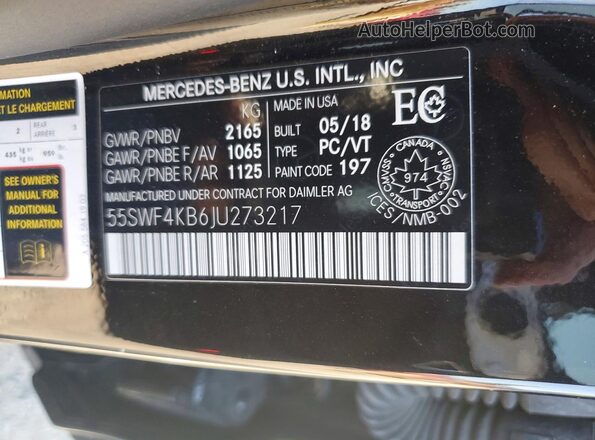 55SWF4KB6JU273217 2018 MERCEDES-BENZ C Black ძრავის განყოფილების ხედი