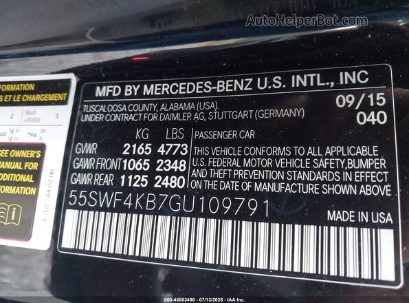 55SWF4KB7GU109791 2016 MERCEDES-BENZ C-CLASS Black Engine compartment view