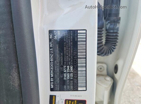 55SWF4KB7HU224781 2017 MERCEDES-BENZ C White Vista del compartimento del motor