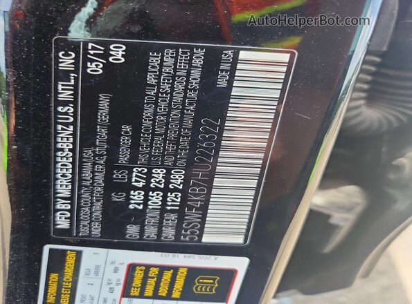 55SWF4KB7HU226322 2017 MERCEDES-BENZ C Black Вид підкапотного простору