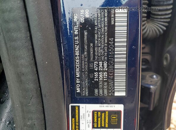 55SWF4KB8GU165044 2016 MERCEDES-BENZ C Blue Engine compartment view