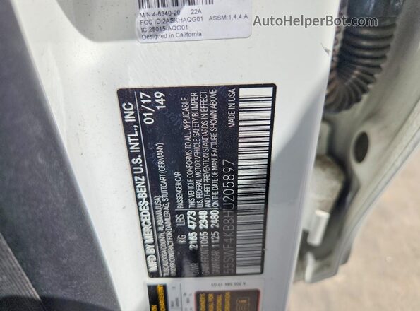 55SWF4KB8HU205897 2017 MERCEDES-BENZ C White VIN sticker view