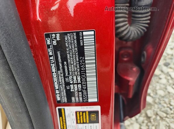 55SWF4KB9GU166252 2016 MERCEDES-BENZ C Red Вид підкапотного простору