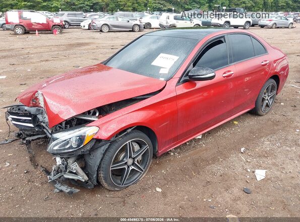 55SWF4KBXGU101572 2016 MERCEDES-BENZ C-CLASS Red Առջևի ձախ երեք քառորդ տեսարան
