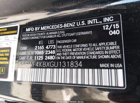 55SWF4KBXGU131834 2016 MERCEDES-BENZ C-CLASS Black Շարժիչի բաժամունքի տեսք