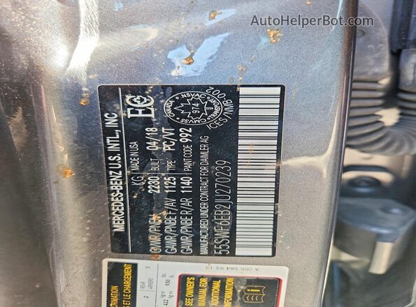 55SWF6EB2JU270239 2018 MERCEDES-BENZ C Gray Շարժիչի բաժամունքի տեսք