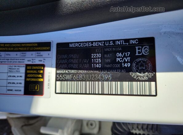 55SWF6EB3JU234396 2018 MERCEDES-BENZ C White Շարժիչի բաժամունքի տեսք