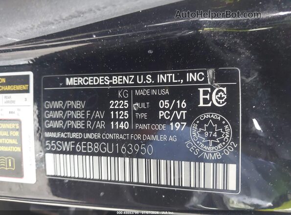 55SWF6EB8GU163950 2016 MERCEDES-BENZ C-CLASS Черный Вид подкапотного пространства