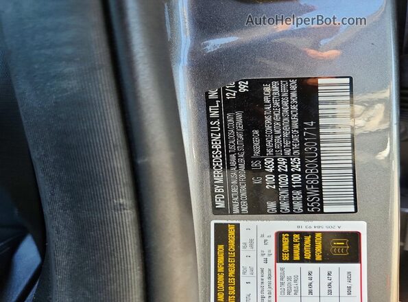 55SWF8DB0KU301714 2019 MERCEDES-BENZ C Gray Շարժիչի բաժամունքի տեսք