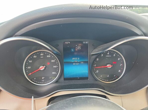 55SWF8DB1KU296426 2019 MERCEDES-BENZ C White ხელსაწყოთა პანელის ხედი