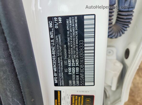 55SWF8DB1KU308333 2019 MERCEDES-BENZ C White Vista del compartimento del motor