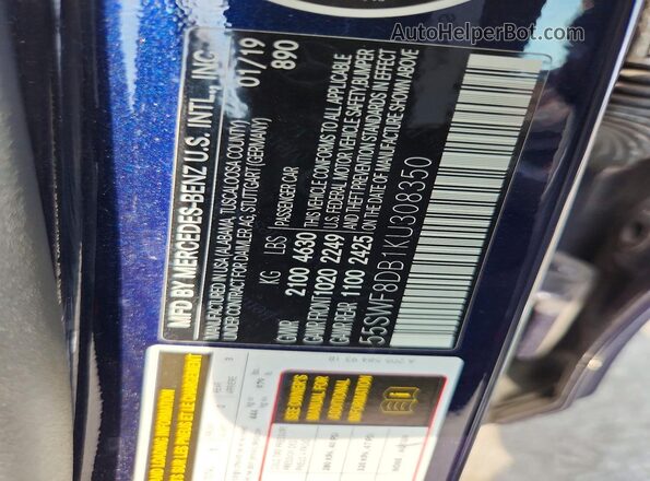 55SWF8DB1KU308350 2019 MERCEDES-BENZ C Blue Engine compartment view