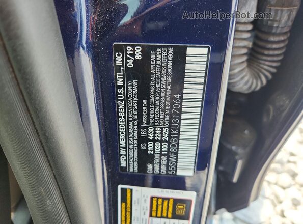 55SWF8DB1KU317064 2019 MERCEDES-BENZ C Blue Вид підкапотного простору