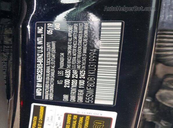 55SWF8DB1KU319994 2019 MERCEDES-BENZ C Черный Вид подкапотного пространства