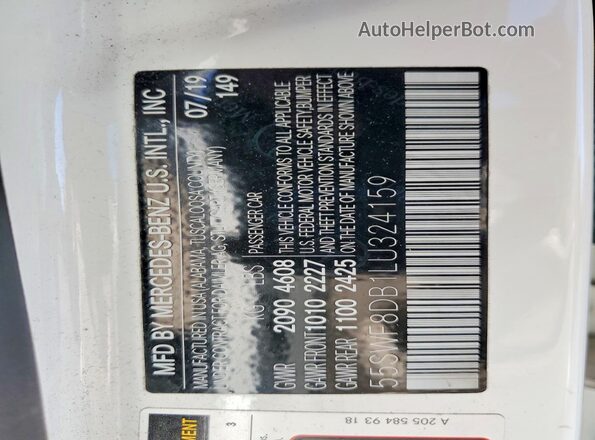 55SWF8DB1LU324159 2020 MERCEDES-BENZ C White ძრავის განყოფილების ხედი