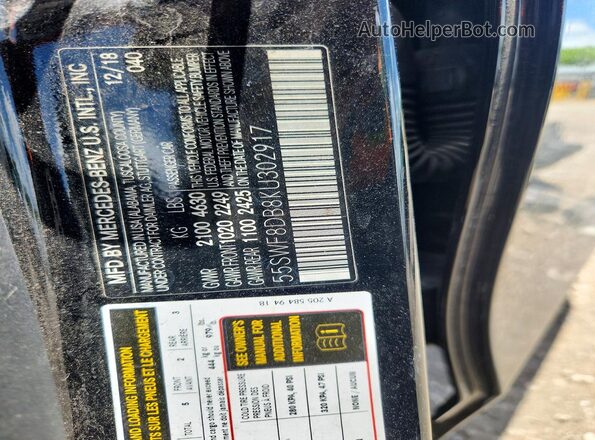 55SWF8DB8KU302917 2019 MERCEDES-BENZ C Black Widok naklejki z numerem VIN