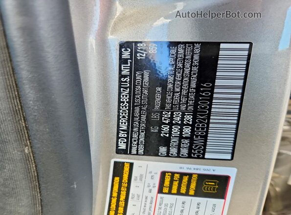 55SWF8EB2KU301616 2019 MERCEDES-BENZ C Cream Widok naklejki z numerem VIN