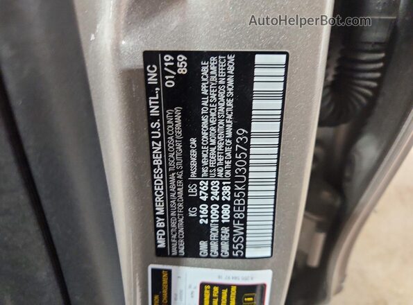 55SWF8EB5KU305739 2019 MERCEDES-BENZ C Silver Widok komory silnika