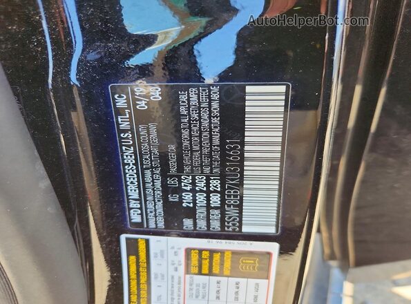 55SWF8EB7KU316631 2019 MERCEDES-BENZ C Black Widok naklejki z numerem VIN