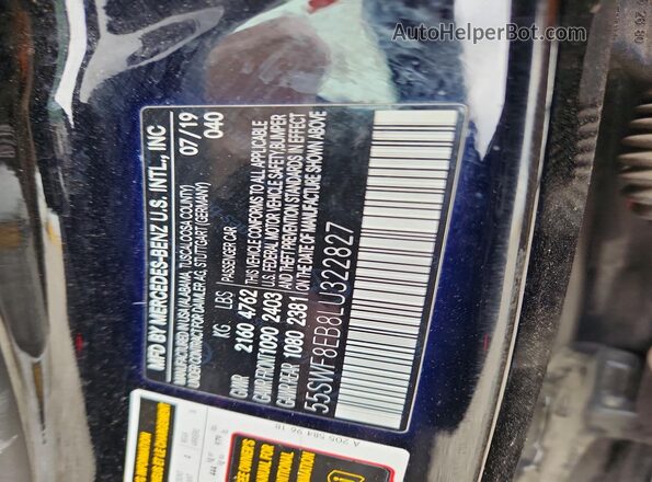 55SWF8EB8LU322827 2020 MERCEDES-BENZ C Black Vista del compartimento del motor