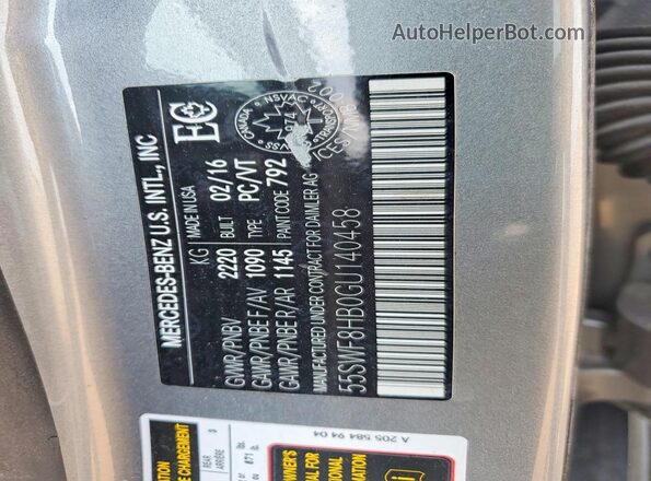 55SWF8HB0GU140458 2016 MERCEDES-BENZ C Gray Widok komory silnika
