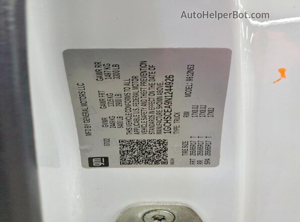 1GCHSCEA9N1244926 2022 CHEVROLET COLORADO White Vista de la etiqueta del VIN
