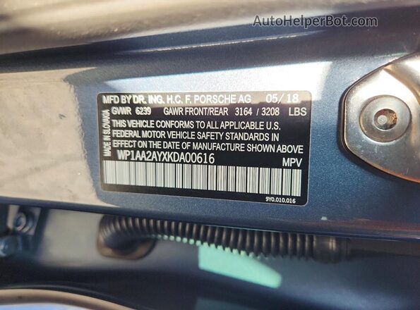 WP1AA2AYXKDA00616 2019 PORSCHE CAYENNE Blue სალონის 360-გრადუსიანი ხედი