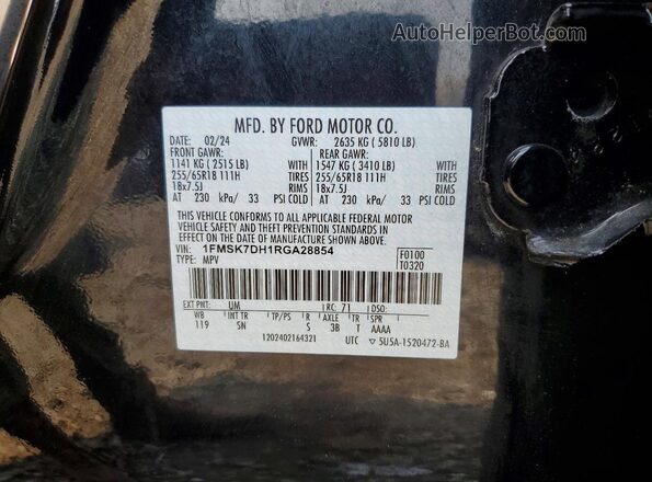 1FMSK7DH1RGA28854 2024 FORD EXPLORER Black Vista interior de 360 grados