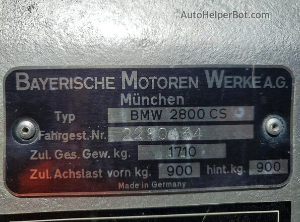 2280434 1971 BMW OTHER Silver VIN կոդի պիտակի տեսք