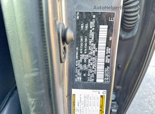 JTEBU5JR2G5369314 2016 TOYOTA 4RUNNER Gray უკანა სალონის ხედი