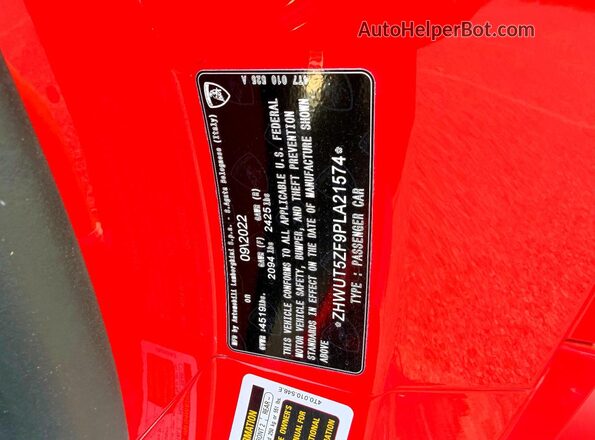 ZHWUT5ZF9PLA21574 2023 LAMBORGHINI ALL MODELS Red Rear interior view